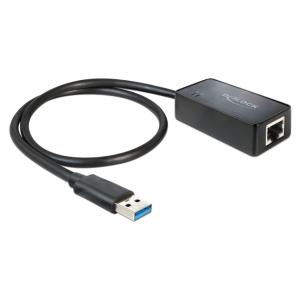 DELOCK καλώδιο USB 3.0 σε RJ45 62121, 1000Mbps, 50cm, μαύρο | Δικτυακά | elabstore.gr