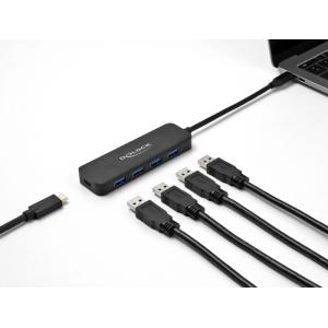 DELOCK USB-C hub 64170, 4x USB 5Gbps, USB-C PD 85W, μαύρο | eLabstore.gr DELOCK USB-C hub 64170, 4x USB 5Gbps, USB-C PD 85W, μαύρο | Συνοδευτικά PC | elabstore.gr