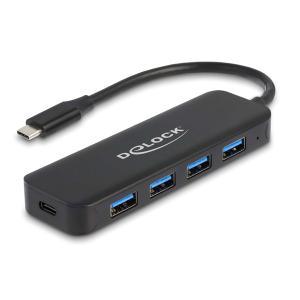 DELOCK USB-C hub 64170, 4x USB 5Gbps, USB-C PD 85W, μαύρο | Συνοδευτικά PC | elabstore.gr