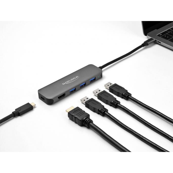DELOCK USB-C hub 64170, 3x USB 5Gbps, HDMI 4K, USB-C PD 85W, γκρι | eLabstore.gr DELOCK USB-C hub 64170, 3x USB 5Gbps, HDMI 4K, USB-C PD 85W, γκρι | Συνοδευτικά PC | elabstore.gr