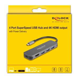 DELOCK USB-C hub 64170, 3x USB 5Gbps, HDMI 4K, USB-C PD 85W, γκρι | eLabstore.gr DELOCK USB-C hub 64170, 3x USB 5Gbps, HDMI 4K, USB-C PD 85W, γκρι | Συνοδευτικά PC | elabstore.gr