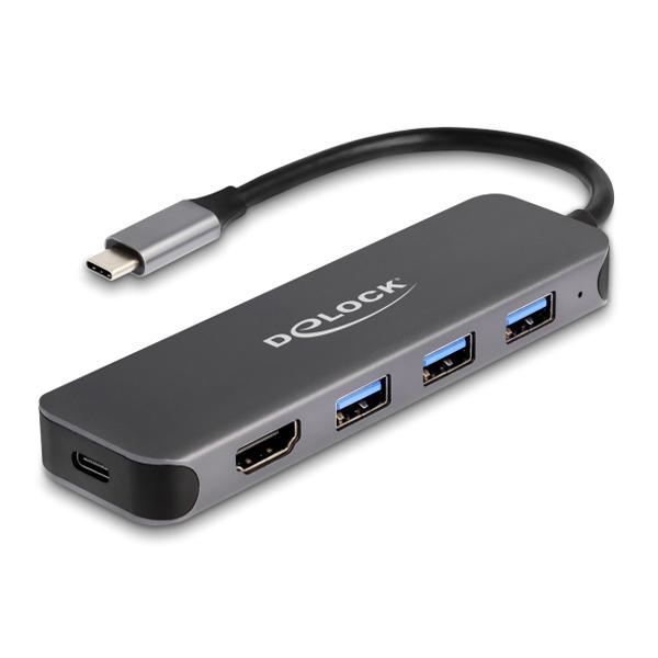 DELOCK USB-C hub 64170, 3x USB 5Gbps, HDMI 4K, USB-C PD 85W, γκρι | eLabstore.gr DELOCK USB-C hub 64170, 3x USB 5Gbps, HDMI 4K, USB-C PD 85W, γκρι | Συνοδευτικά PC | elabstore.gr