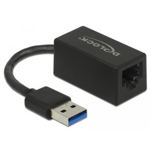 DELOCK αντάπτορας USB 3.1 σε RJ45 65903, Gen 1, 1000Mbps, 12cm, μαύρος | Δικτυακά | elabstore.gr