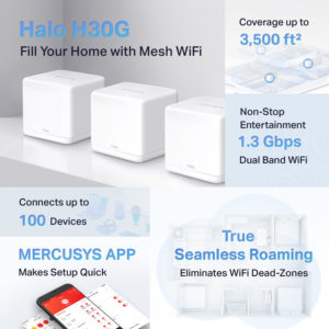MERCUSYS Mesh Wi-Fi System Halo H30G, 1.3Gbps Dual Band, 3τμχ, Ver. 1.0 | Δικτυακά | elabstore.gr