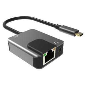 POWERTECH αντάπτορας PTH-046, Type-C σε LAN, Type-C 65W PD, 3.5mm, γκρι | Δικτυακά | elabstore.gr