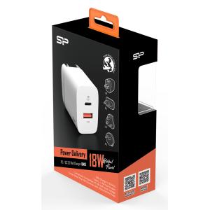 SILICON POWER φορτιστής τοίχου QM16, USB & USB-C, UK/EU/AU/US, λευκός | Αξεσουάρ κινητών | elabstore.gr