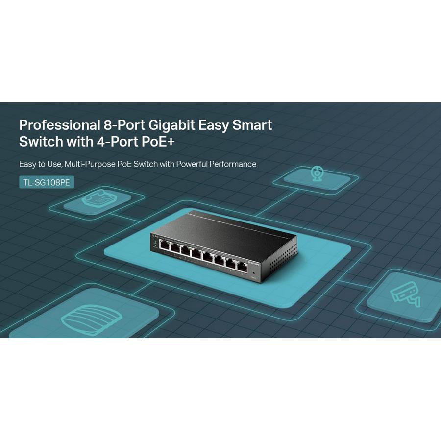 TP-LINK Easy Smart Switch TL-SG108PE, 8-Port Gbit, 4-Port PoE, Ver. 5.0 | eLabstore.gr TP-LINK Easy Smart Switch TL-SG108PE, 8-Port Gbit, 4-Port PoE, Ver. 5.0 | Δικτυακά | elabstore.gr