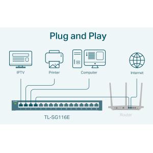 TP-LINK Easy Smart Switch TL-SG116E, 16-Port Gigabit, Ver. 1.20 | Δικτυακά | elabstore.gr
