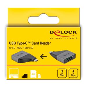DELOCK αντάπτορας USB 3.2 Gen 1 Type-C σε SD/Micro SD 64117, 5Gbps | Συνοδευτικά PC | elabstore.gr