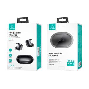 USAMS earphones με θήκη φόρτισης LX08, True Wireless, μαύρα | Αξεσουάρ κινητών | elabstore.gr