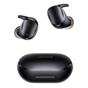 USAMS earphones με θήκη φόρτισης LX08, True Wireless, μαύρα | Αξεσουάρ κινητών | elabstore.gr