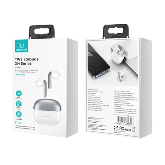 USAMS earphones με θήκη φόρτισης XH09, True Wireless, λευκά | eLabstore.gr USAMS earphones με θήκη φόρτισης XH09, True Wireless, λευκά | Αξεσουάρ κινητών | elabstore.gr