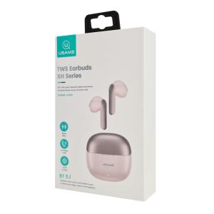 USAMS earphones με θήκη φόρτισης XH09, True Wireless, ροζ | Αξεσουάρ κινητών | elabstore.gr