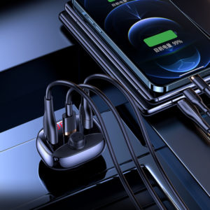 USAMS FM transmitter CC143, 2x USB/USB-C/micro SD, BT, οθόνη, 50W, μαύρο | Gadgets - Αξεσουάρ | elabstore.gr