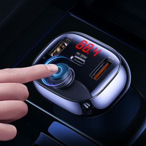 USAMS FM transmitter CC143, 2x USB/USB-C/micro SD, BT, οθόνη, 50W, μαύρο | Gadgets - Αξεσουάρ | elabstore.gr
