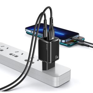 USAMS φορτιστής τοίχου CC144, USB-C & USB, PD & QC, 33W, μαύρος | Αξεσουάρ κινητών | elabstore.gr