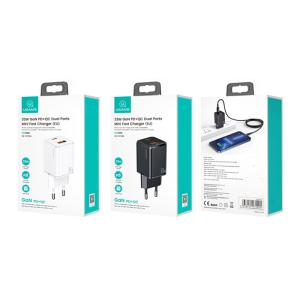 USAMS φορτιστής τοίχου CC144, USB-C & USB, PD & QC, 33W, μαύρος | Αξεσουάρ κινητών | elabstore.gr