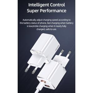 USAMS φορτιστής τοίχου CC144, USB-C & USB, PD & QC, 33W, λευκός | Αξεσουάρ κινητών | elabstore.gr