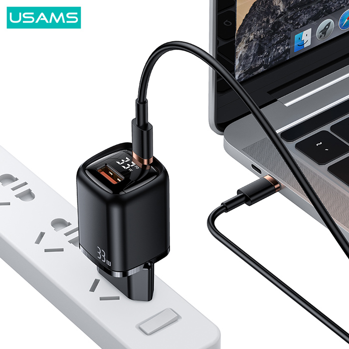 USAMS φορτιστής τοίχου CC152 με οθόνη, USB-C & USB, PD & QC, 33W, μαύρος | eLabstore.gr USAMS φορτιστής τοίχου CC152 με οθόνη, USB-C & USB, PD & QC, 33W, μαύρος | Αξεσουάρ κινητών | elabstore.gr