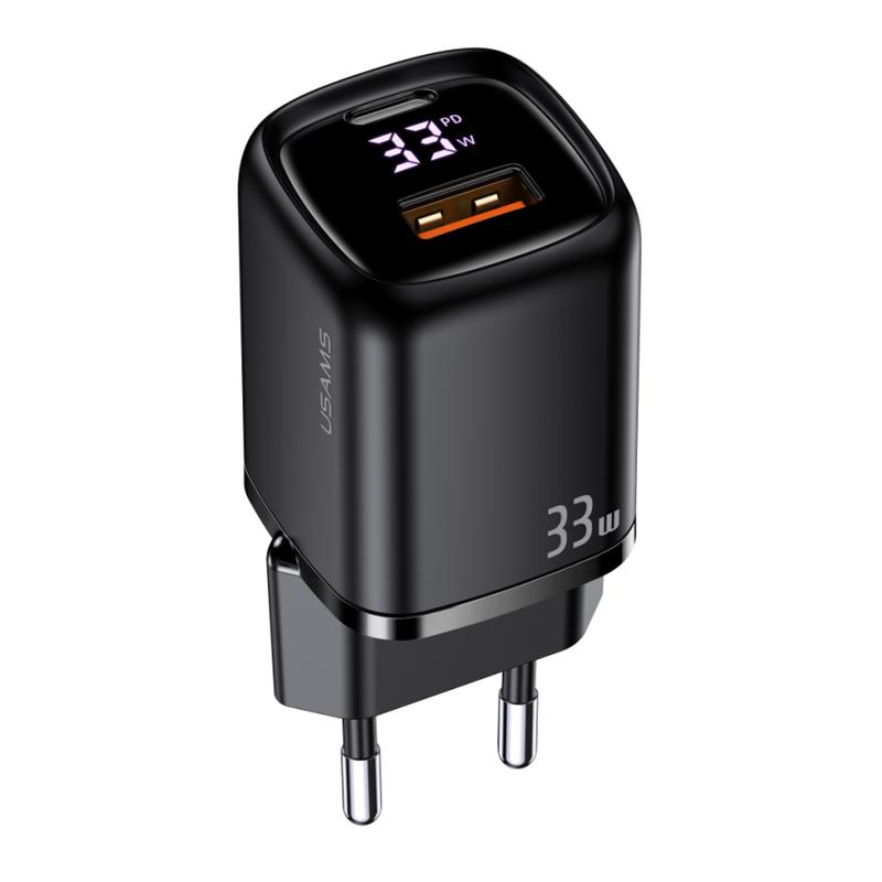 USAMS φορτιστής τοίχου CC152 με οθόνη, USB-C & USB, PD & QC, 33W, μαύρος | eLabstore.gr USAMS φορτιστής τοίχου CC152 με οθόνη, USB-C & USB, PD & QC, 33W, μαύρος | Αξεσουάρ κινητών | elabstore.gr