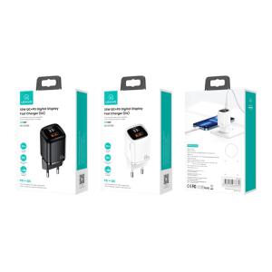 USAMS φορτιστής τοίχου CC152 με οθόνη, USB-C & USB, PD & QC, 33W, λευκός | Αξεσουάρ κινητών | elabstore.gr