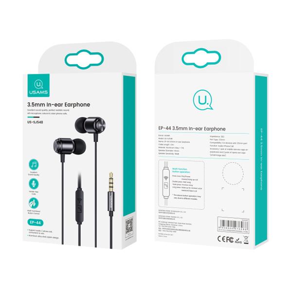 USAMS earphones με μικρόφωνο SJ548, 3.5mm, 1.2m, μαύρα | eLabstore.gr USAMS earphones με μικρόφωνο SJ548, 3.5mm, 1.2m, μαύρα | Αξεσουάρ κινητών | elabstore.gr