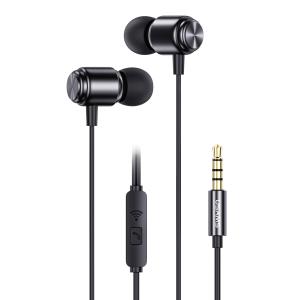 USAMS earphones με μικρόφωνο SJ548, 3.5mm, 1.2m, μαύρα | Αξεσουάρ κινητών | elabstore.gr