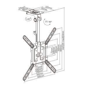 BRATECK βάση οροφής LCD-CM344 για οθόνη 23"-55", 20kg | Εικόνα & Ήχος | elabstore.gr