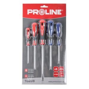 PROLINE σετ κατσαβίδια 10208, 3x ίσια & 2x σταυρωτά, μαγνητικά, 5τμχ | Εργαλεία | elabstore.gr
