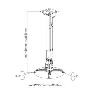 BRATECK universal βάση PRB-2G για projectors οροφής και τοίχου | Εικόνα & Ήχος | elabstore.gr