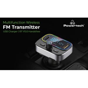 POWERTECH FM Transmitter PT-999 με οθόνη, RGB, QC3.0, Bluetooth, μαύρος | Gadgets - Αξεσουάρ | elabstore.gr