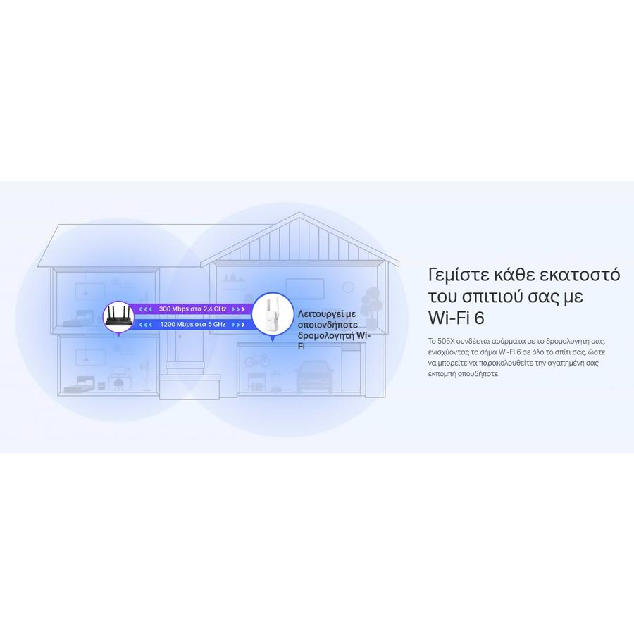 TP-LINK WiFi 6 range extender RE505X, AX1500 dual-band | eLabstore.gr TP-LINK WiFi 6 range extender RE505X, AX1500 dual-band | Δικτυακά | elabstore.gr