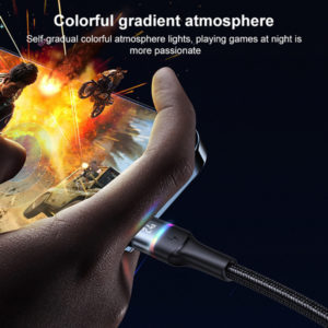 USAMS καλώδιο Lightning σε USB SJ534 με φωτισμό, 2.4A, 1.2m, χρυσό | Αξεσουάρ κινητών | elabstore.gr