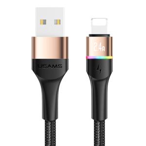 USAMS καλώδιο Lightning σε USB SJ534 με φωτισμό, 2.4A, 1.2m, χρυσό | Αξεσουάρ κινητών | elabstore.gr