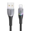 USAMS καλώδιο Lightning σε USB SJ541 με RGB φωτισμό, 2.4A, 1.2m, μαύρο | Αξεσουάρ κινητών | elabstore.gr