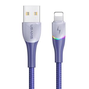 USAMS καλώδιο Lightning σε USB SJ541 με RGB φωτισμό, 2.4A, 1.2m, μπλε | Αξεσουάρ κινητών | elabstore.gr