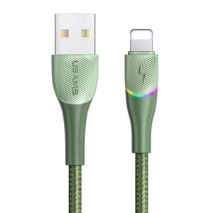 USAMS καλώδιο Lightning σε USB SJ541 με RGB φωτισμό, 2.4A, 1.2m, πράσινο | Αξεσουάρ κινητών | elabstore.gr