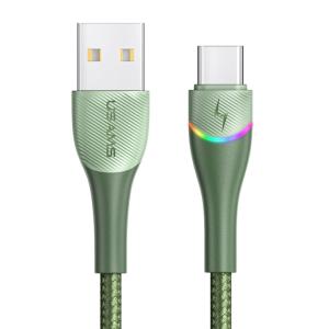 USAMS καλώδιο USB-C σε USB SJ542 με RGB φωτισμό, 3A, 1.2m, πράσινο | Αξεσουάρ κινητών | elabstore.gr