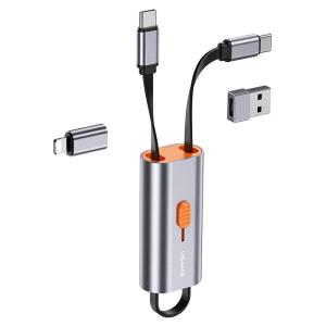 USAMS αντάπτορας USB-C σε USB-C/USB/Lightning SJ560, 60W PD, 0.3m, γκρι | Αξεσουάρ κινητών | elabstore.gr