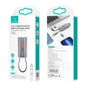 USAMS αντάπτορας USB-C σε USB-C/USB/Lightning SJ560, 60W PD, 0.3m, γκρι | Αξεσουάρ κινητών | elabstore.gr