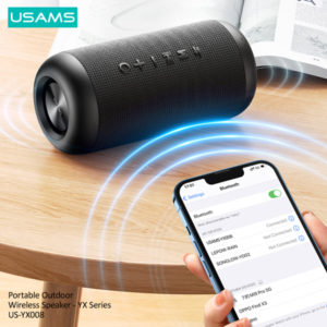 USAMS φορητό ηχείο YX008, 10W, Bluetooth/3.5mm, 1800mAh, IPX6, μαύρο | Εικόνα & Ήχος | elabstore.gr