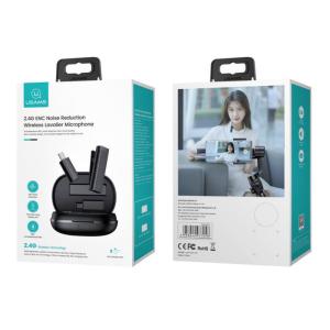 USAMS ασύρματο μικρόφωνο με θήκη φόρτισης ZB247, 2.4G, ENC, μαύρο | Συνοδευτικά PC | elabstore.gr