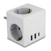 DELOCK αντάπτορας ρεύματος 11496, 3x schuko, USB-C & 2x USB, 16A, λευκός | Τροφοδοσία Ρεύματος | elabstore.gr