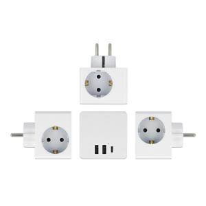 DELOCK αντάπτορας ρεύματος 11496, 3x schuko, USB-C & 2x USB, 16A, λευκός | Τροφοδοσία Ρεύματος | elabstore.gr