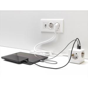 DELOCK πολύπριζο 11497, 3x schuko, USB-C & 2x USB, 16A, 1.5m, λευκό | Τροφοδοσία Ρεύματος | elabstore.gr