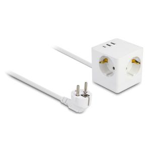DELOCK πολύπριζο 11497, 3x schuko, USB-C & 2x USB, 16A, 1.5m, λευκό | Τροφοδοσία Ρεύματος | elabstore.gr