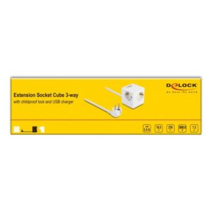 DELOCK πολύπριζο 11497, 3x schuko, USB-C & 2x USB, 16A, 1.5m, λευκό | eLabstore.gr