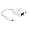 DELOCK αντάπτορας USB-C σε RJ45 + USB-C 65402, 1000Mbps, 12cm, λευκός | Δικτυακά | elabstore.gr