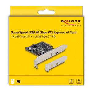 DELOCK κάρτα επέκτασης PCI x4 σε USB-C & USB-C PD 90074, 20W, 20Gbps | PC & Αναβάθμιση | elabstore.gr