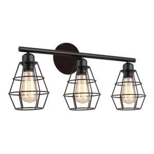 POWERTECH φωτιστικό τοίχου HLL-0060, 3x E27, 24x54cm, μεταλλικό, μαύρο | Φωτισμός | elabstore.gr